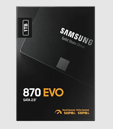 Внутренний SSD  Samsung 1TB  870 Evo, SATA-III, R/W - 560/530 MB/s, 2.5", Samsung MJX, V-NAND 3bit M