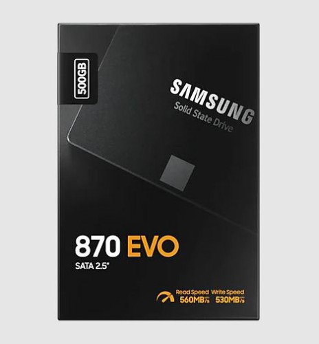 Внутренний SSD  Samsung   500GB  870 Evo, SATA-III, R/W - 560/530 MB/s, 2.5", Samsung MJX, V-NAND 3b
