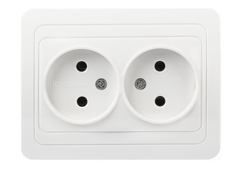 Розетка SMARTBUY скрытая установка, 2-местная без заземления 10А белая "Марс" (SBE-02w-10-S2-N) (1/1