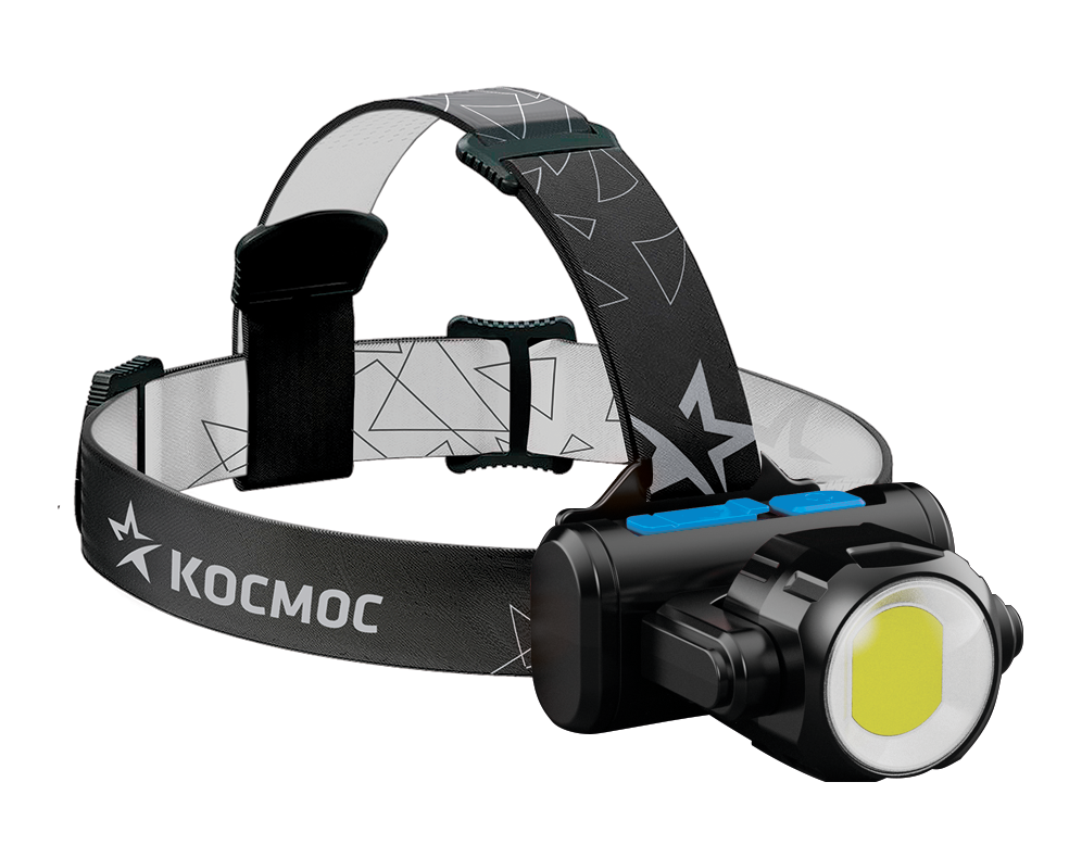 Фонарь КОСМОС светодиодный KOCH5WLi-On, налобный, 3Вт XPE, 5Вт COB, акк. 1200Mah LI-On, зарядка Micr
