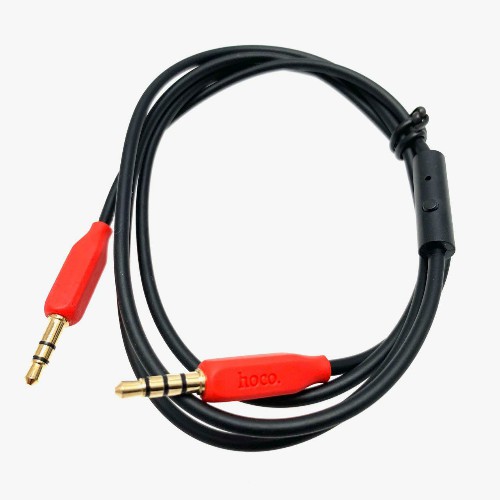 Кабель AUX, Jack 3,5mm(m) - Jack 3,5mm(m) HOCO UPA11, 1.0м, круглый, силикон, цвет: чёрный (1/30/300