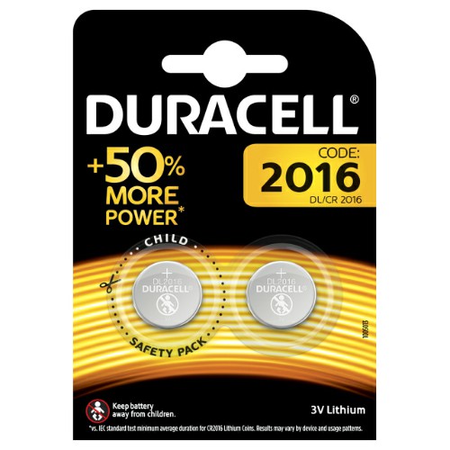 Элемент питания DURACELL  CR 2016  BL2  (2/20/200/29400)