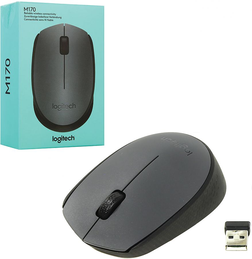 Беспроводная оптическая мышь Logitech M170 (1000dpi) (2but) (910-004646), серый/черный