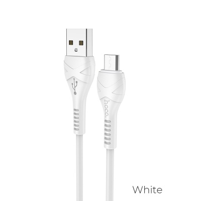 Кабель USB - микро USB HOCO X37 Cool power, 1.0м, круглый, 2.1A, силикон, цвет: белый (1/31/310)