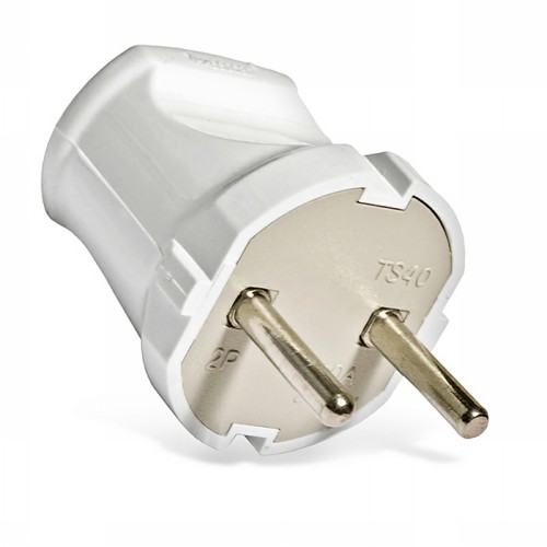 Вилка "UNIVersal" б/з белая 6А 250В (еврослот) (1/500)