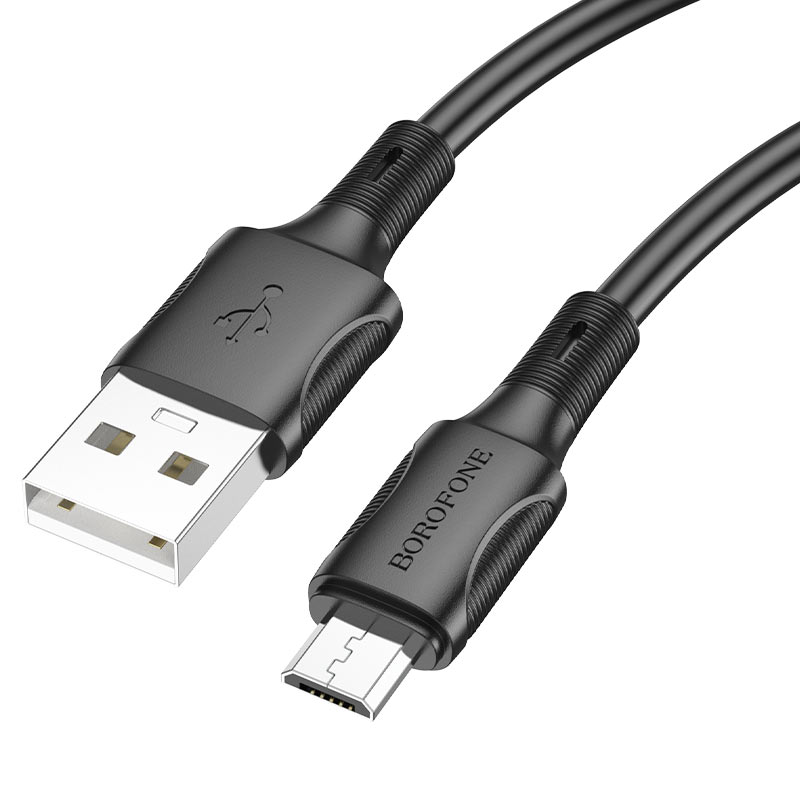 Кабель USB - микро USB Borofone BX80, 1.0м, круглый, 2.4A, силикон, цвет: чёрный (1/360)